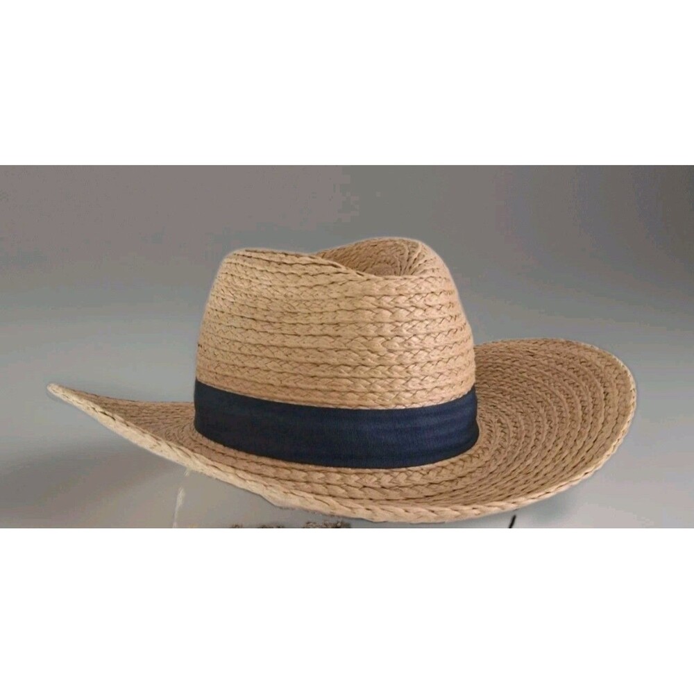 NWT Capelli Wide Brim Fedora Panama Sun Hat Straw Natural Womens Packable